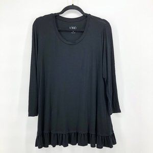 LOGO BY LORI GOLDSTEIN Black Ruffle Hem Tunic